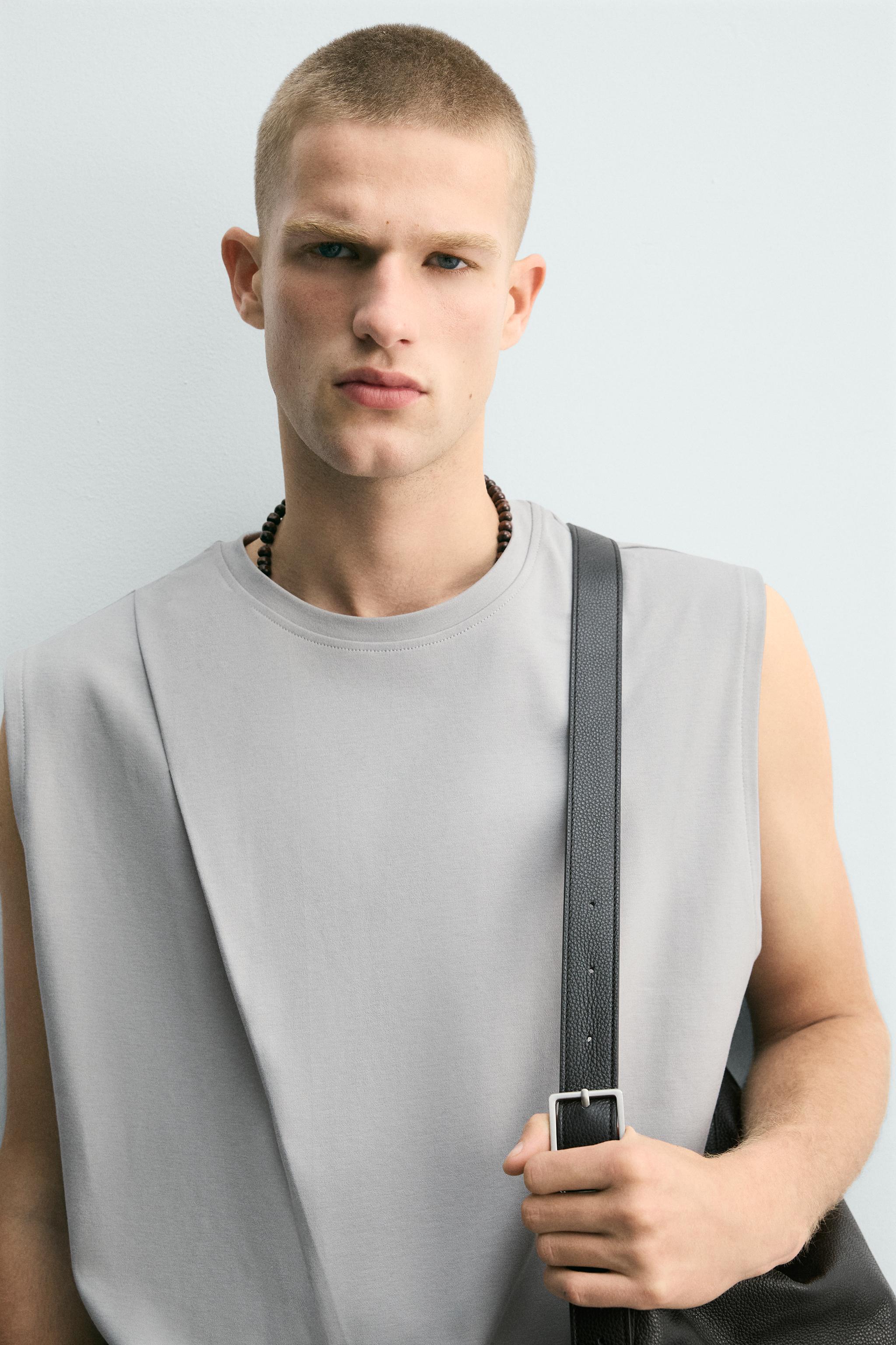RELAXED FIT INTERLOCK PLEAT TANK TOP - Light grey | ZARA Turkey