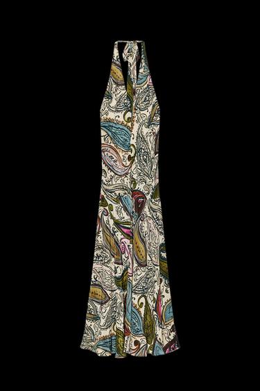 Zara ZW COLLECTION PRINTED HALTER DRESS - Printed - Image 0