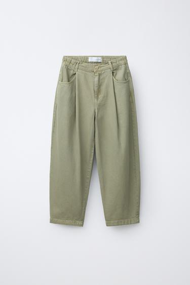 BALLOON TROUSERS WITH PLEATS - Green by Zara - Image 0