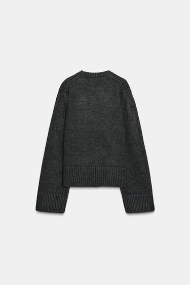 PULL EN MAILLE À FINITIONS CÔTELÉES - Gris anthracite de Zara - Image 5