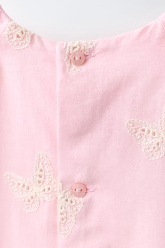 ENSEMBLE ROBE ET CULOTTE PAPILLONS BRODÉS - Rose de Zara - Image 2