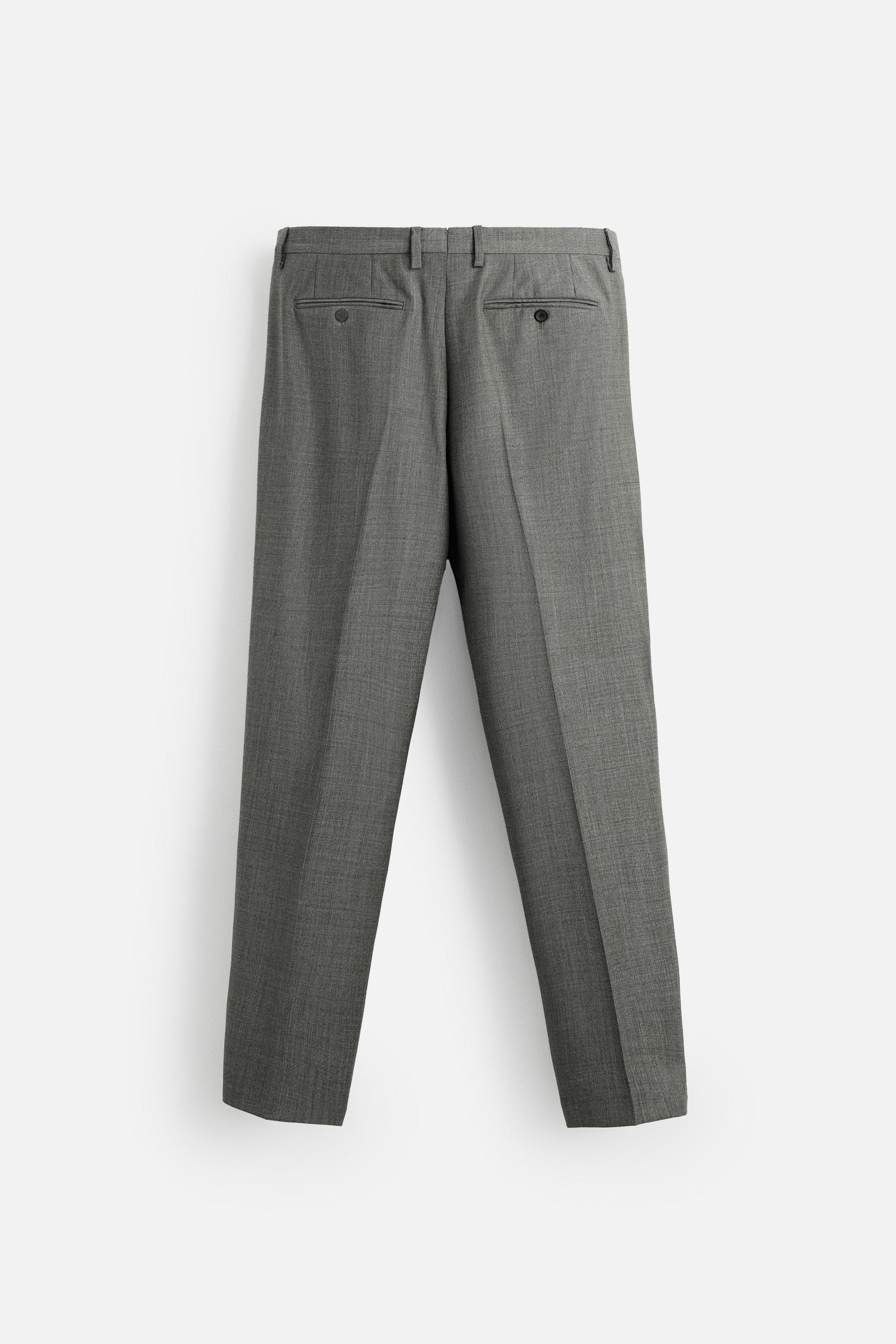 100% WOOL STRUCTURE SUIT PANTS - Gray / Tan | ZARA United States