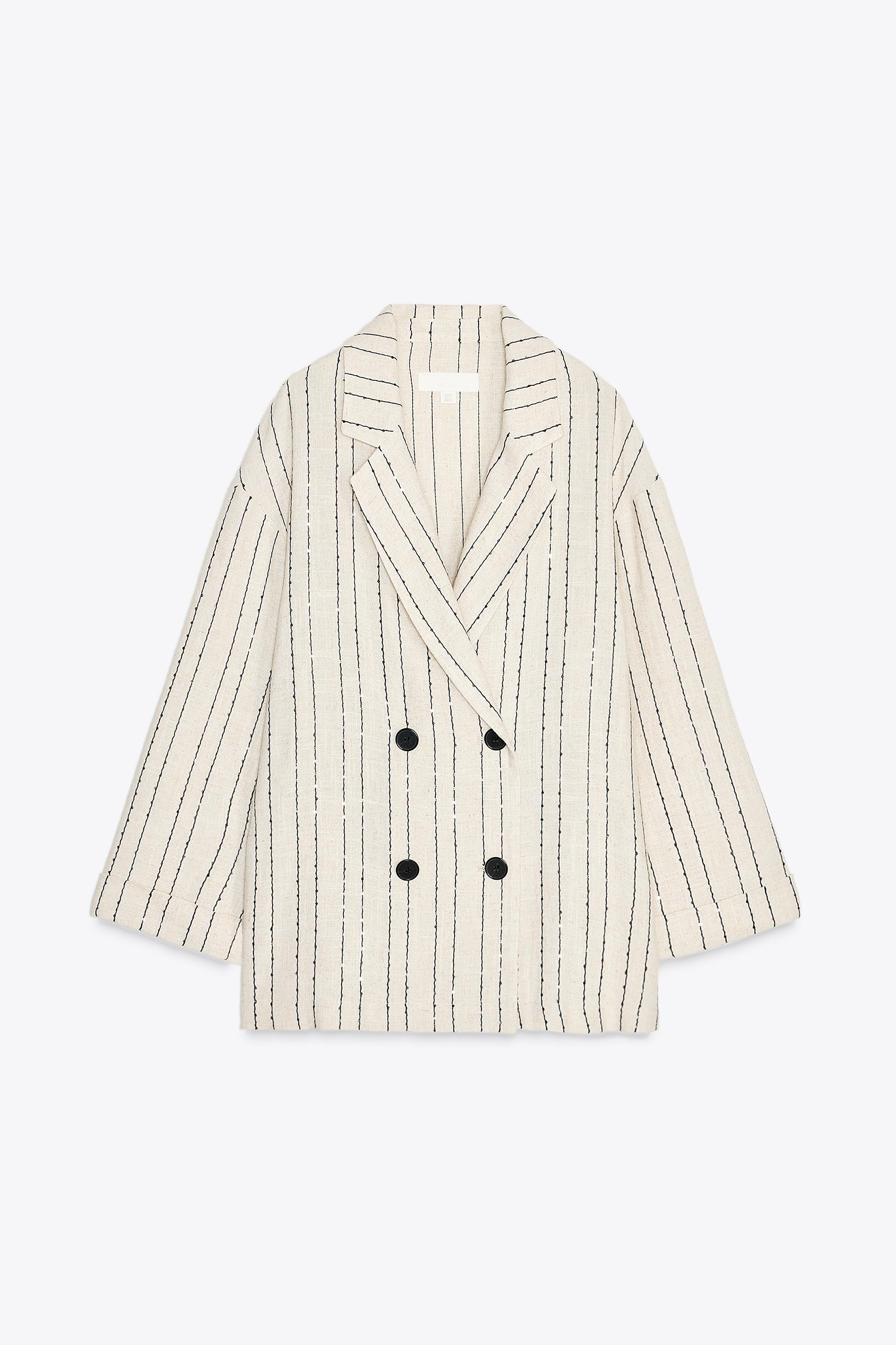 スパンコールストライプブレザー - ライトベージュ | ZARA Japan