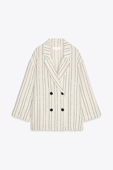 BLAZER مخطط بترتر - بيج فاتح الخاص بـ Zara - صورة 0