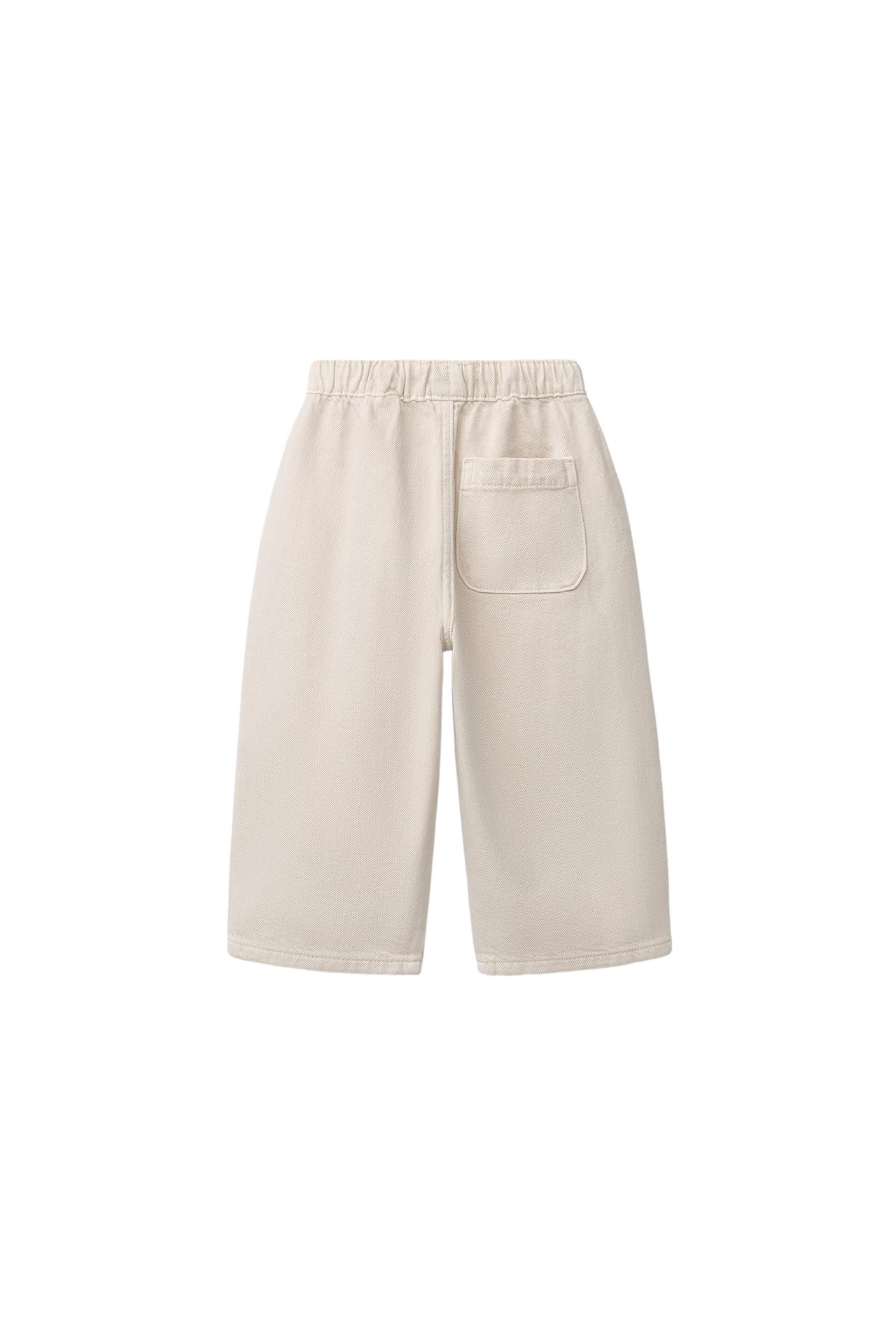 LOOSE TWILL TIE-WAIST PANTS — Light beige