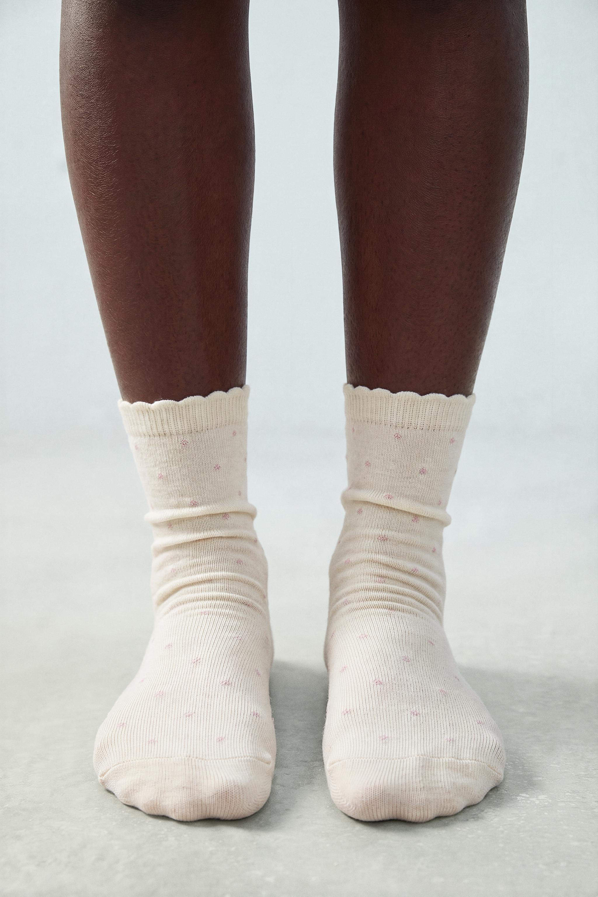 FIVE-PACK OF STRIPED AND POLKA DOT KNEE SOCKS