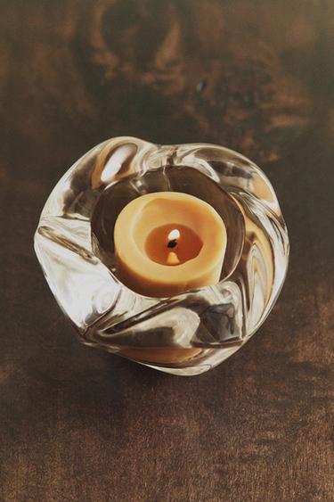 THICK GLASS TEALIGHT HOLDER - Crystal by Zara