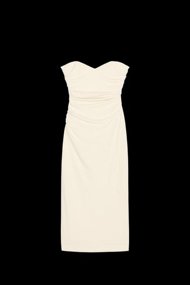 STRAPLESS MIDI DRESS - Mid-ecru by Zara - Image 0