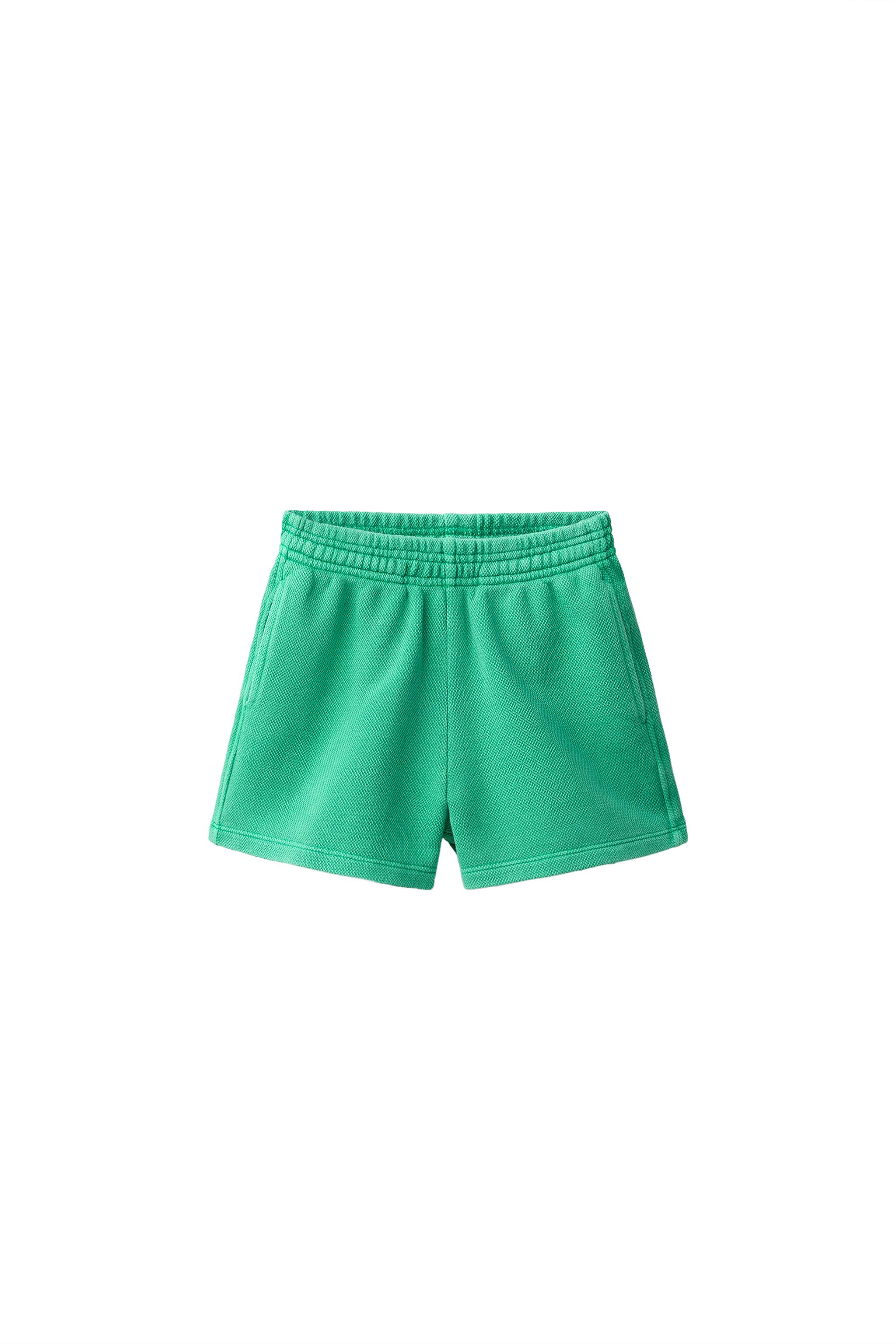 PLAIN PIQUÉ SHORTS - Green | ZARA United States