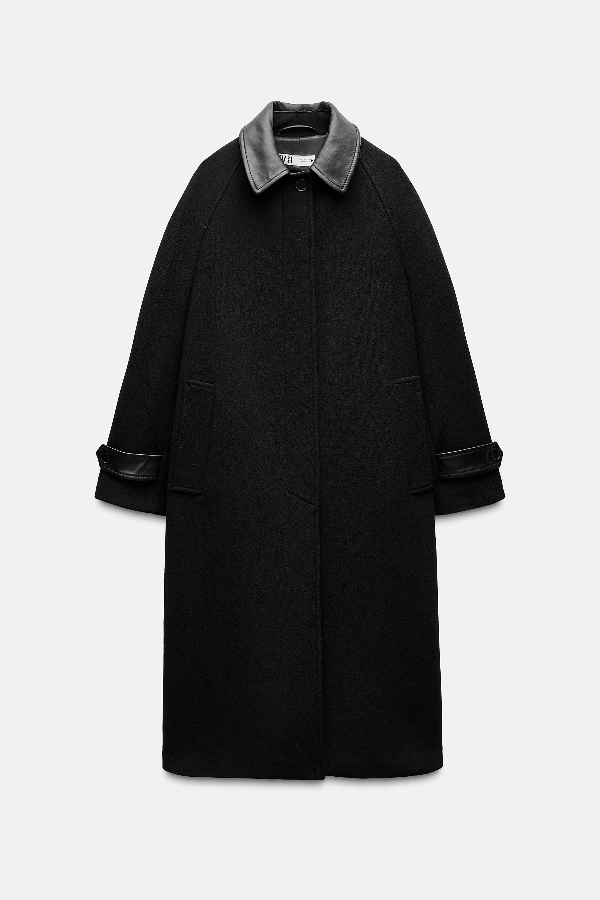 ZW COLLECTION MANTECOウール混紡コート - ブラック | ZARA Japan / 日本