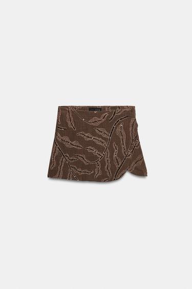 SEQUINNED WRAP SKORT - Brown by Zara