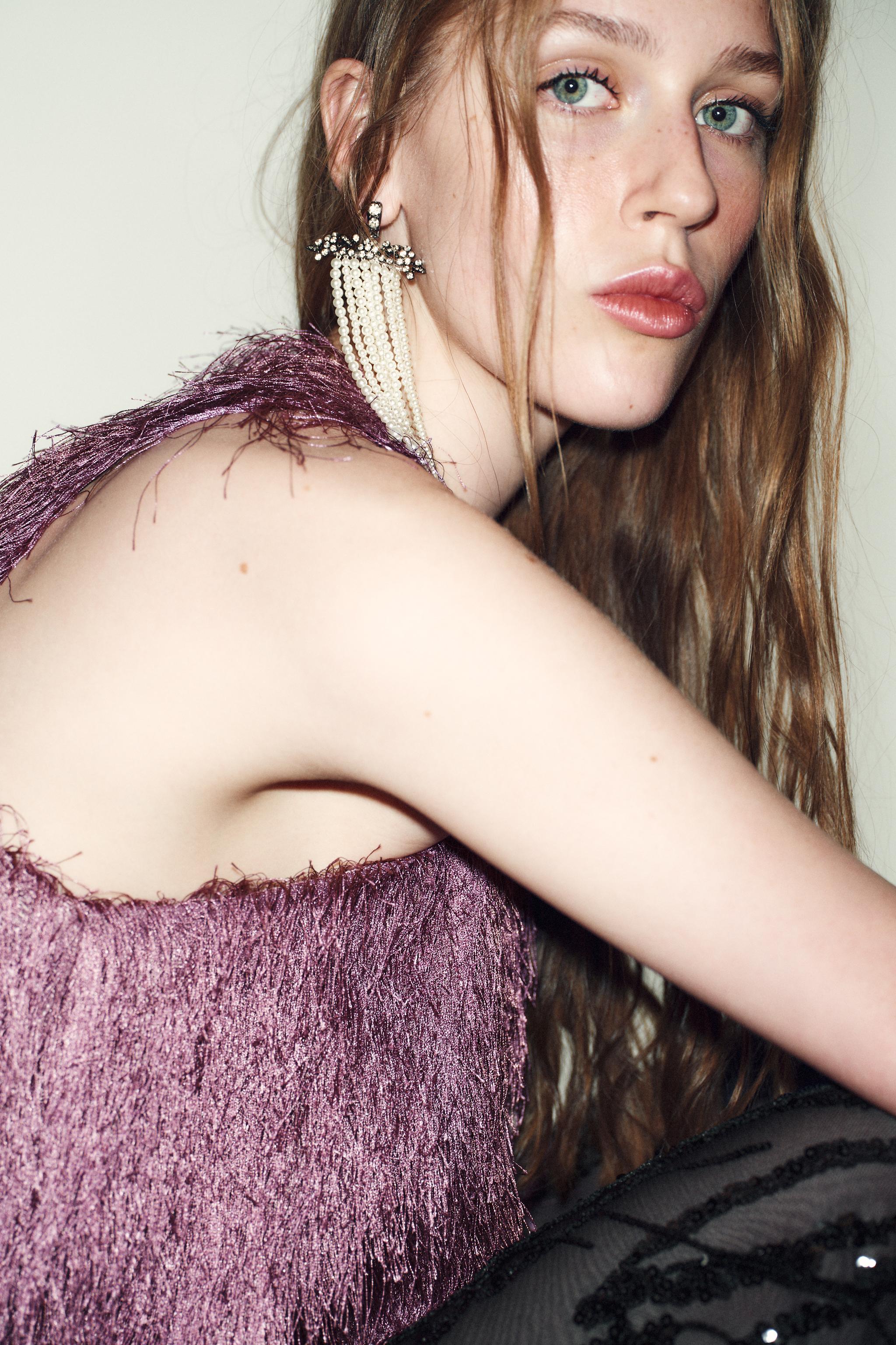 FRINGED BALLOON TOP - Mauve | ZARA United States