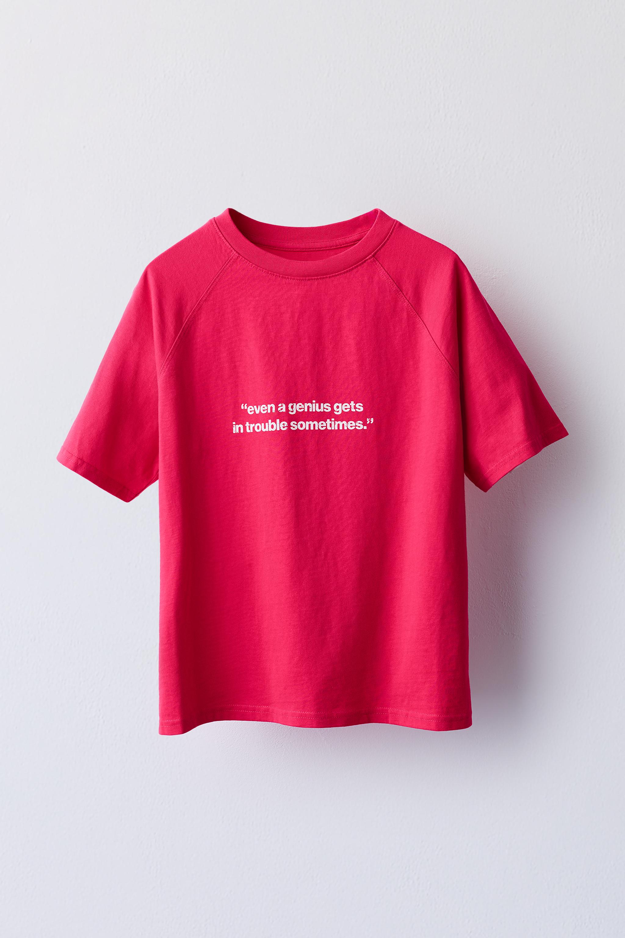 TEXT PRINT T-SHIRT — Fuchsia