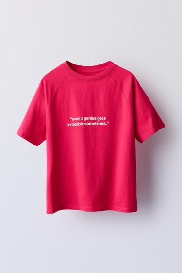 TEXT PRINT T-SHIRT — Fuchsia 3
