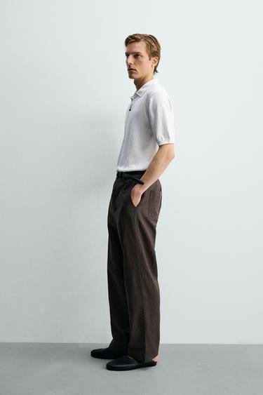 POLO EN MAILLE REGULAR FIT EN COTON ET EN LIN - Blanc cassé de Zara - Image 3