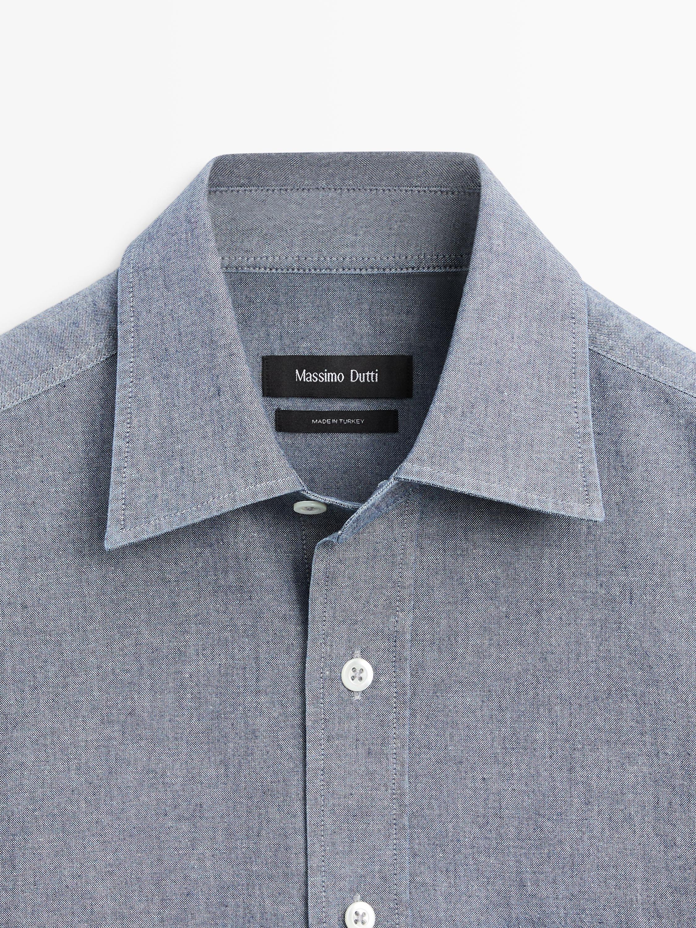 Chemise chambray regular fit avec poches
