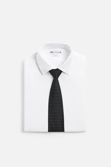 CRAVATE JACQUARD 100 % SOIE - Bleu marine de Zara - Image 3