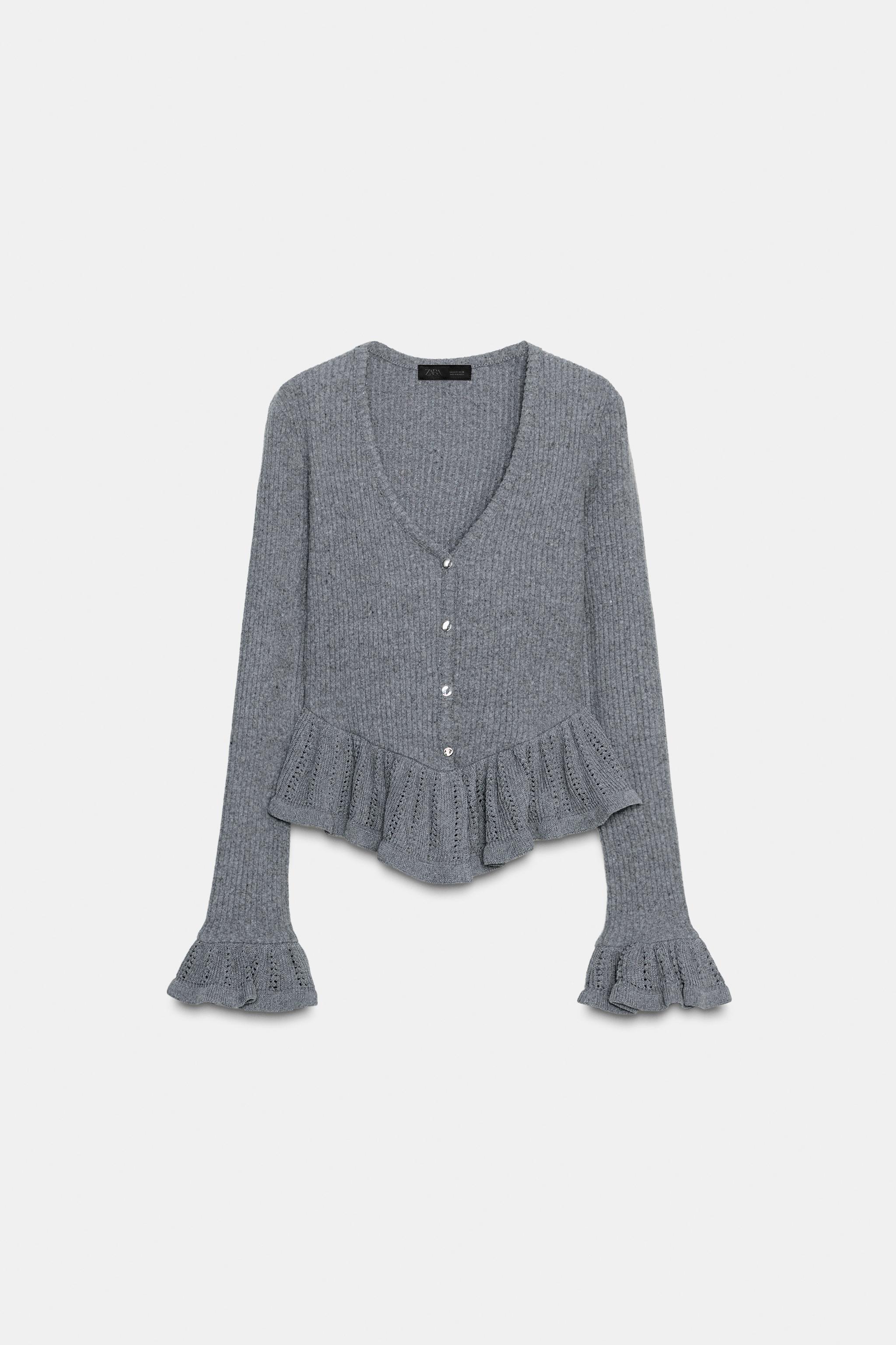 SOFT RUFFLED CARDIGAN - Black | ZARA United States