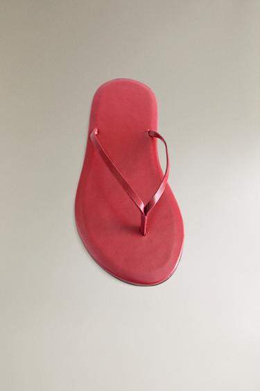 SANDALE CUIR MINIMALISTE - Rouge de Zara - Image 4