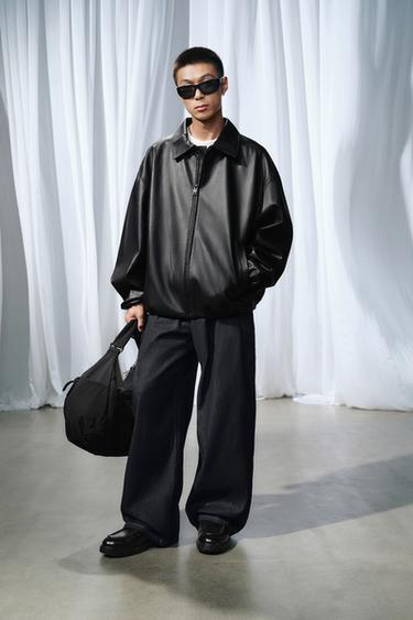 Zara 寬管打褶牛仔褲 - 海藍色 - 圖片 0
