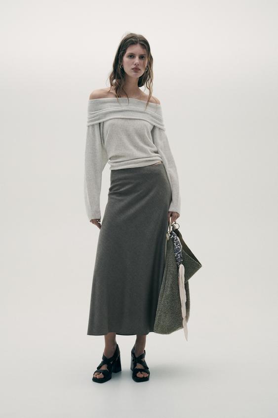 100 CASHMERE WRAPAROUND SWEATER Pearl marl ZARA New Zealand