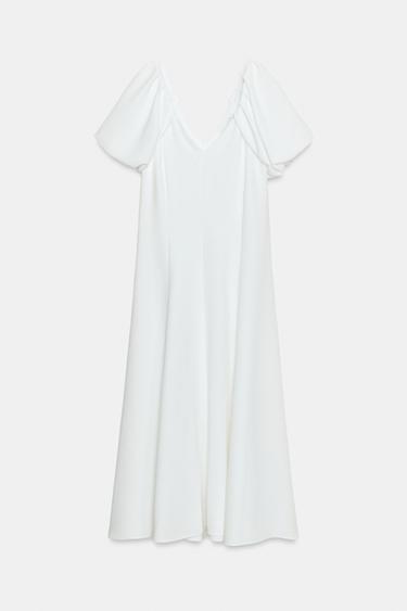 V-NECK MIDI DRESS - Oyster-white by Zara - Image 0