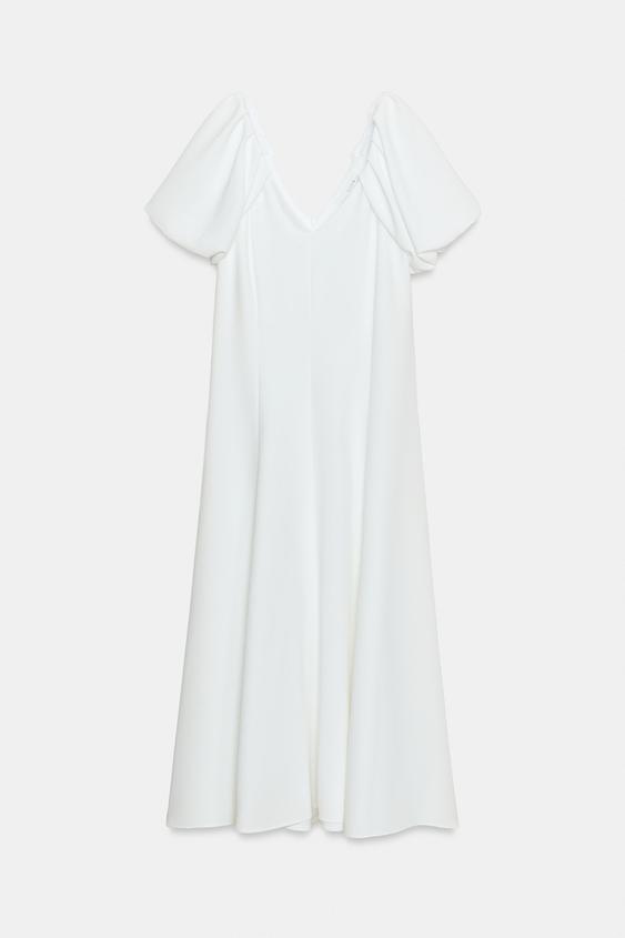 V-NECK MIDI DRESS - Oyster-white by Zara - Image 0