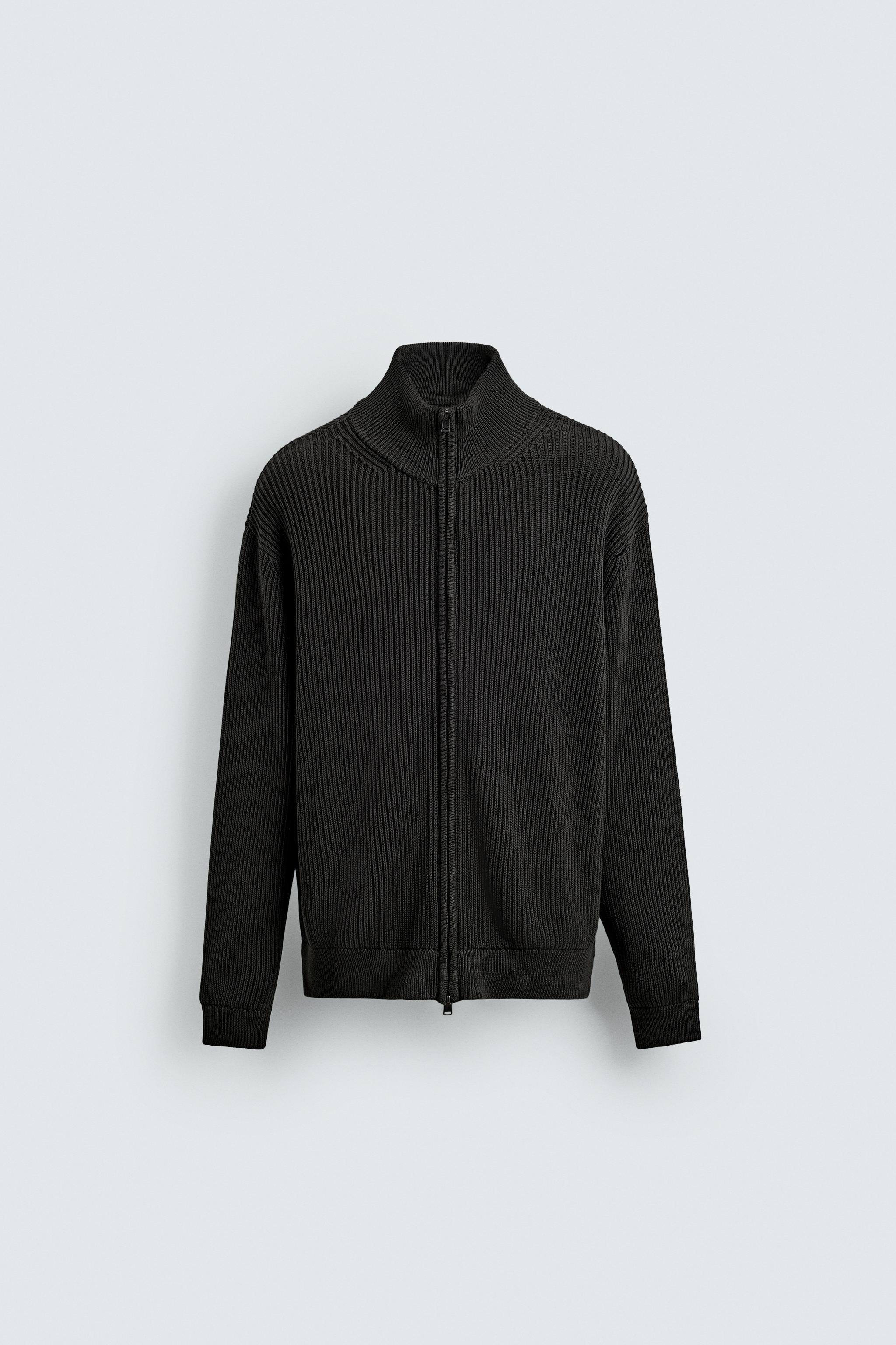 パール編みジップアップカーディガン - ネイビーブルー | ZARA
