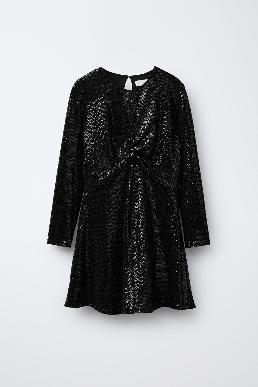 SHINY KNOT DRESS - Black | ZARA New Zealand SHINY KNOT DRESS - Black | ZARA New Zealand