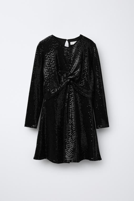 black wrap dress with long sleeves Long Sleeve Wrap Dress - Black main image 1