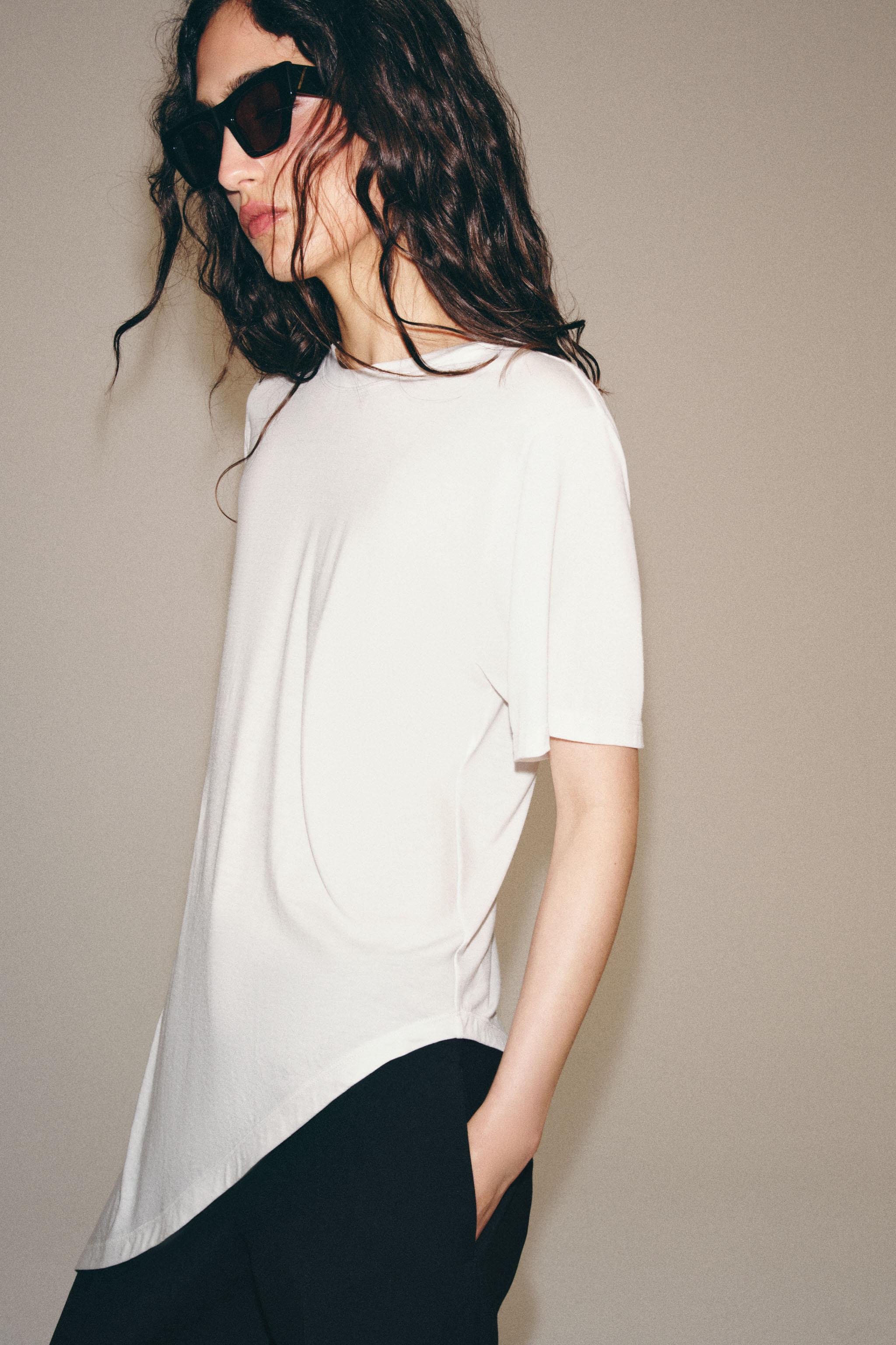 Женские топы Zara ASYMMETRIC SHORT SLEEVE TOP