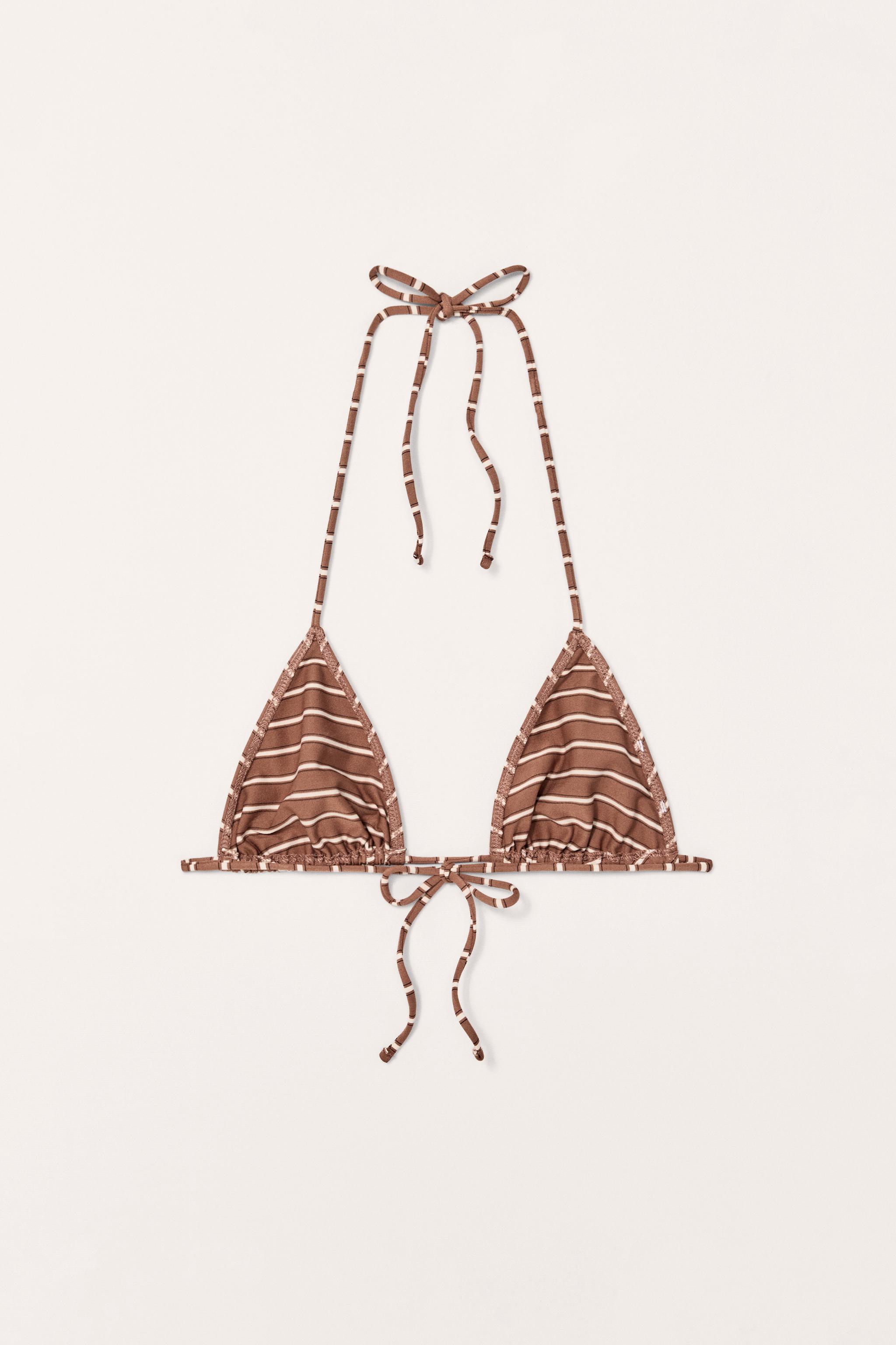 ZARA LIMITED EDITION ストライプ柄ビキニトップ 2910/219 LIMITED EDITION STRIPED BIKINI TOP - taupe brown | ZARA