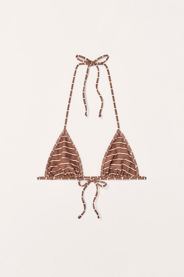 HAUT DE BIKINI À RAYURES ÉDITION LIMITÉE - Marron clair de Zara - Image 3