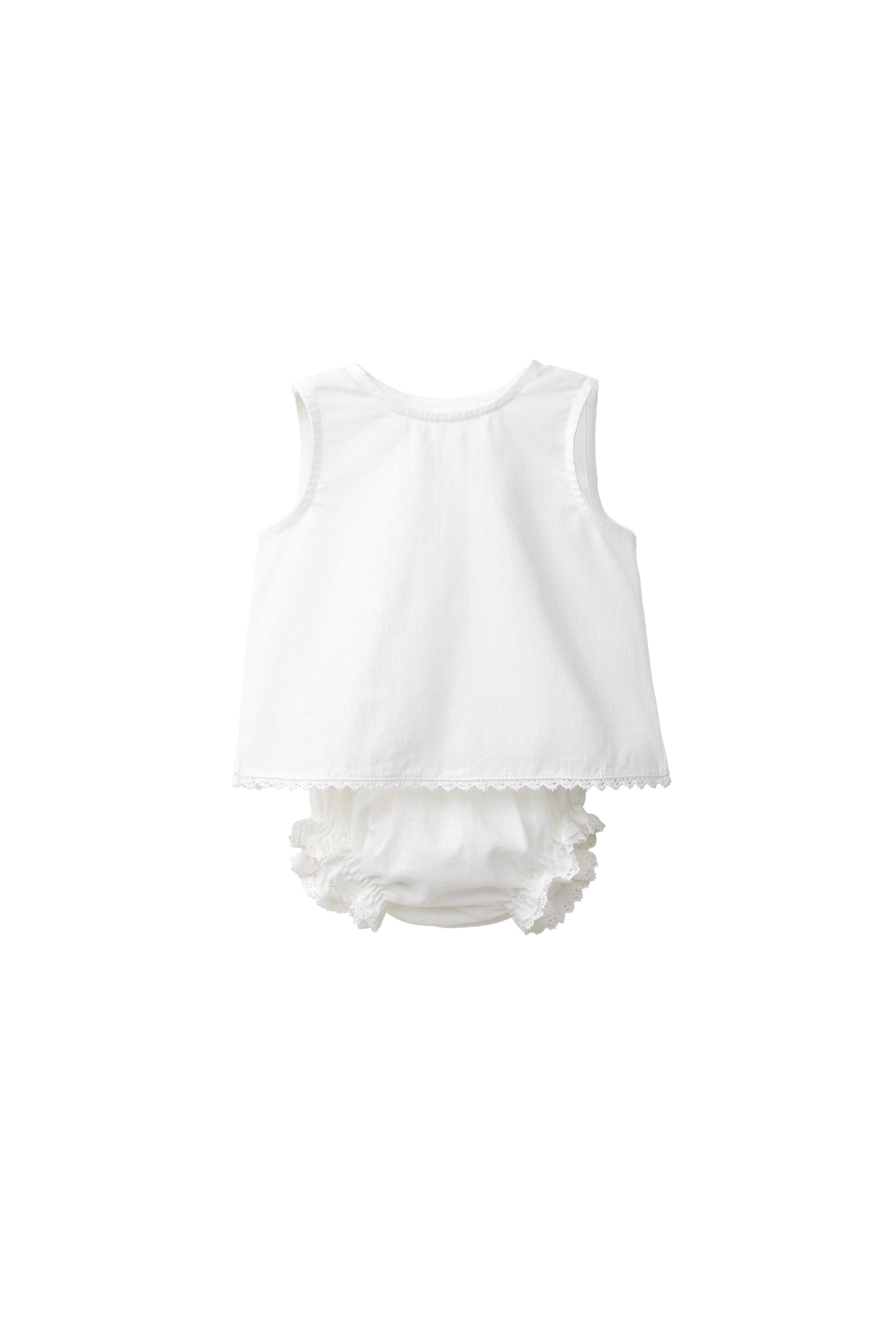 CONJUNTO BLUSA Y BRAGUITA PUNTILLA CON LINO Y ALGODÓN