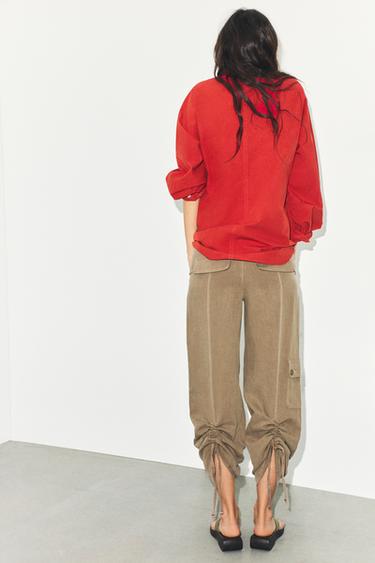 PANTALON FLUIDE AVEC PLIS - Marron clair de Zara - Image 4