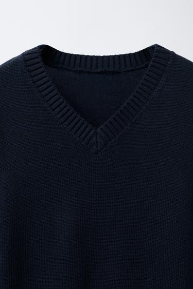 Zara KNIT VEST - Navy blue