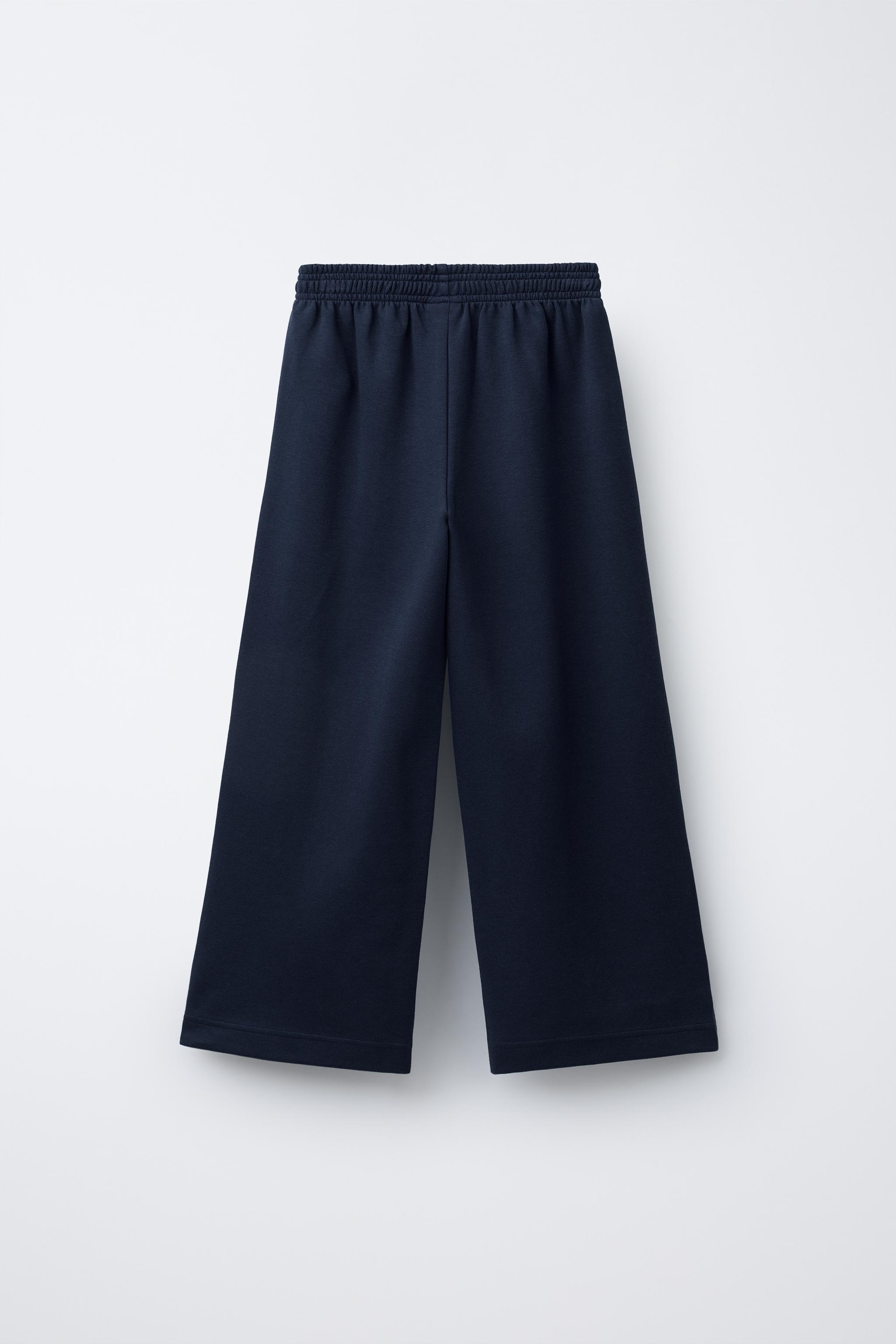 INTERLOCK WIDE LEG PANTS - Navy blue | ZARA Canada