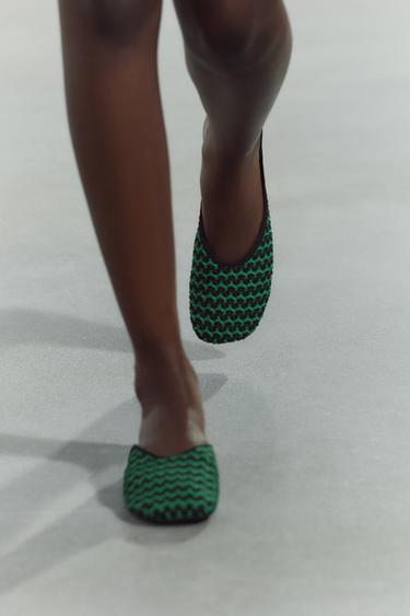 MULE IN TESSUTO A RIGHE - Verde di Zara - Immagine 0