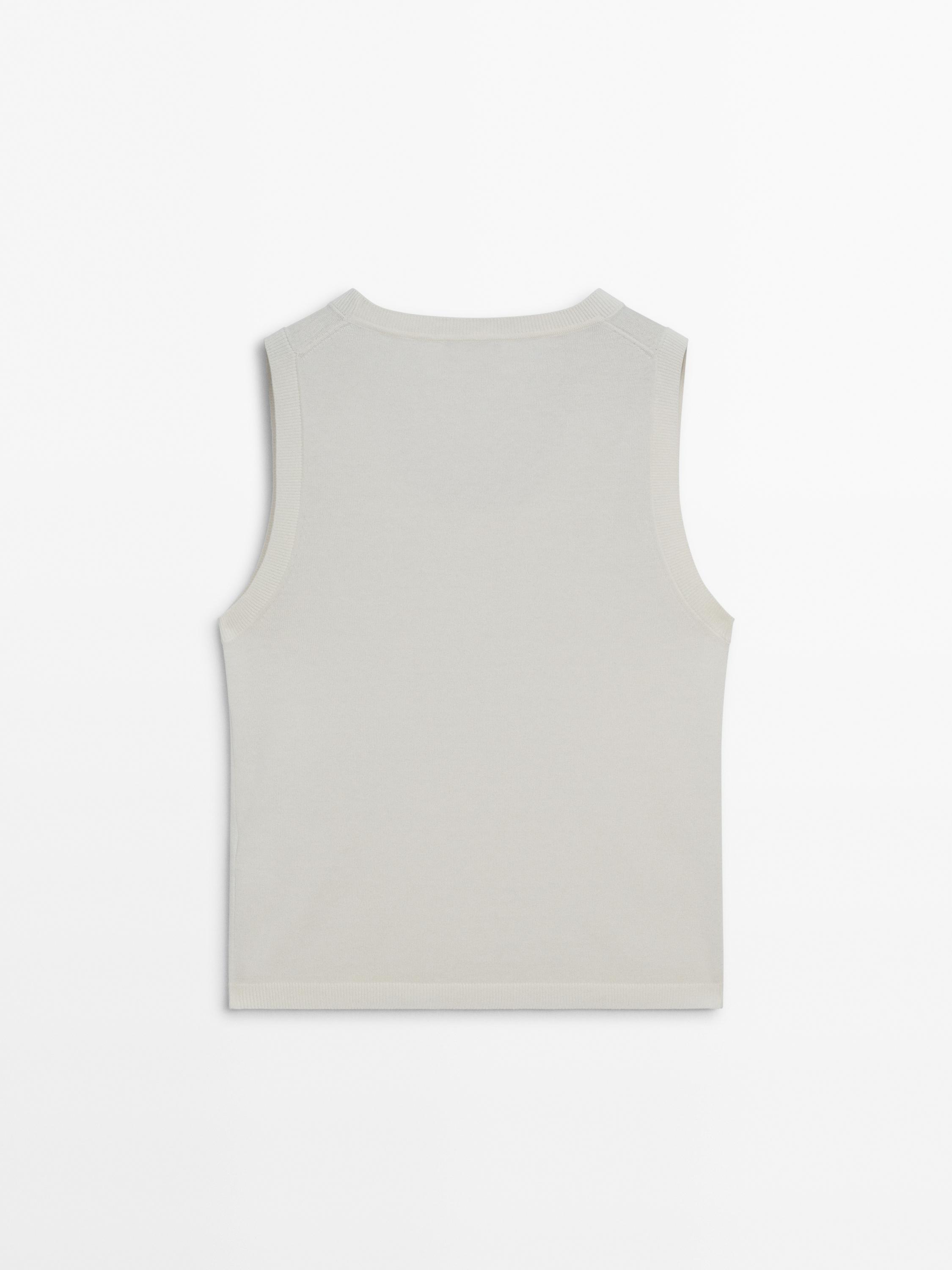 Plain knit top with ribbed detail - Ecru | ZARA United States