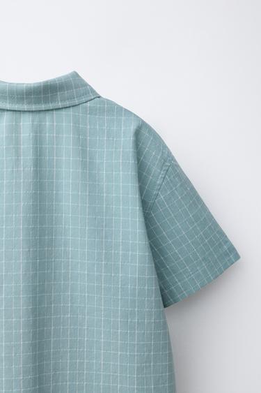 CHECK SHIRT WITH POCKETS - Light blue by Zara - Image 3