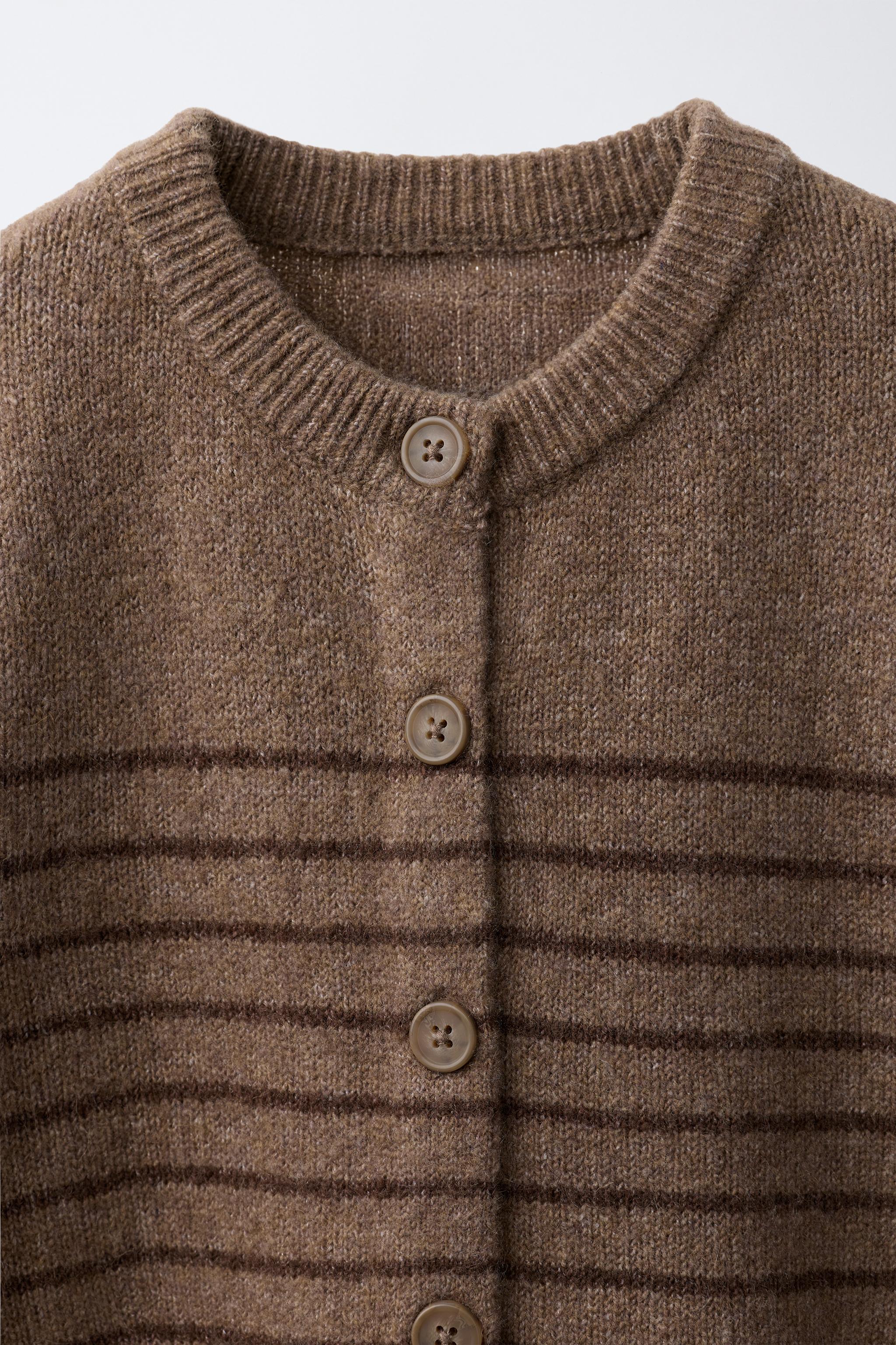 Детские кардиганы Zara STRIPED RUFFLE KNIT CARDIGAN — фото 4