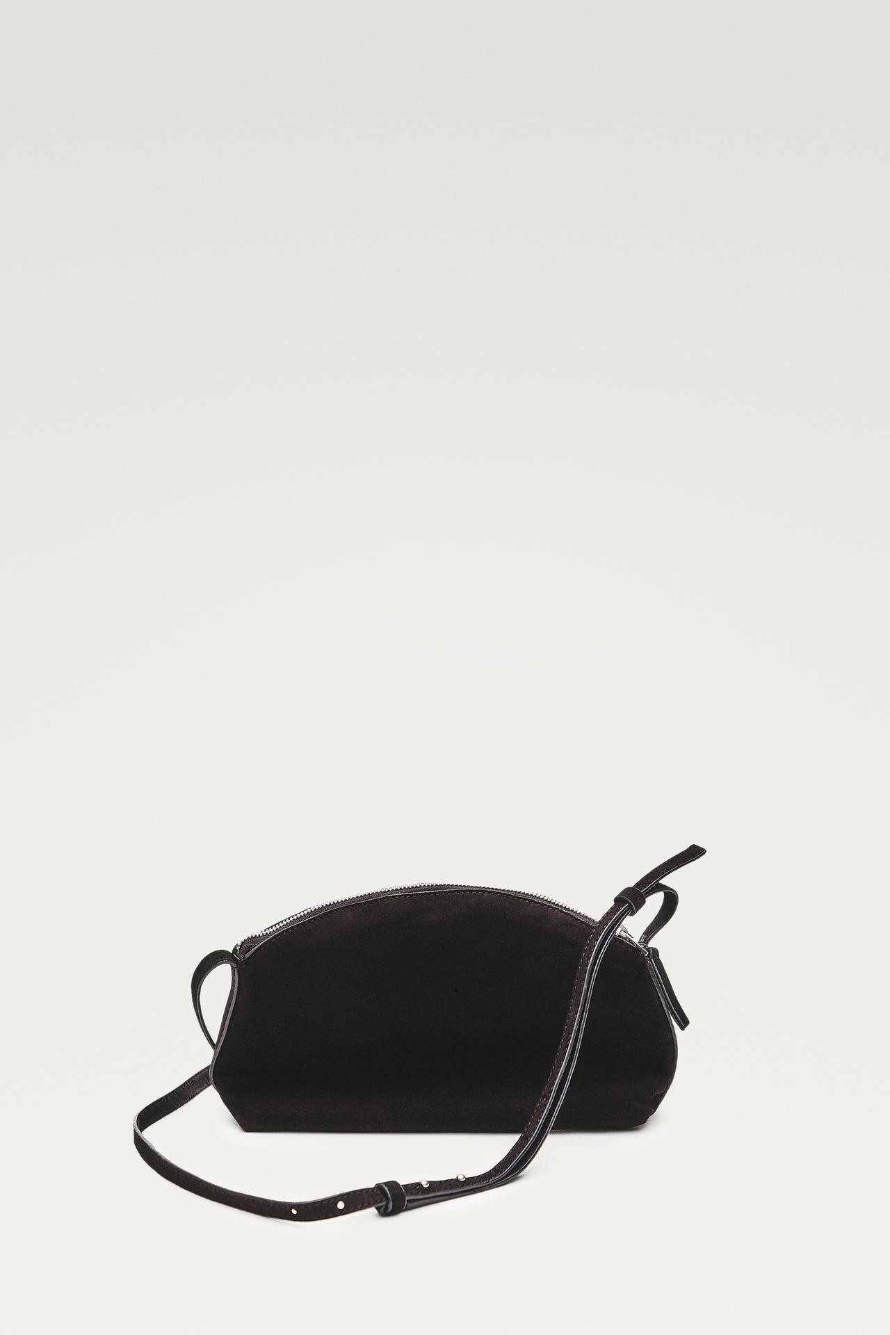 Split suede leather crossbody bag — Chocolate