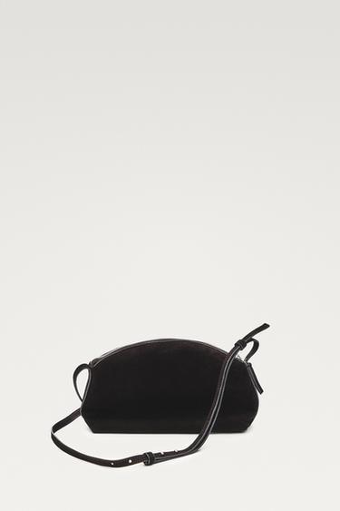 Split suede leather crossbody bag — Chocolate 3