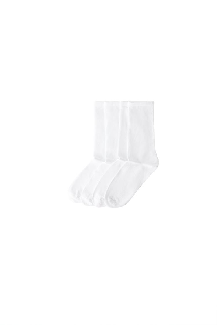 FOUR-PACK SOLID MID-CALF SOCKS — White