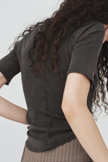FADED-EFFECT T-SHIRT - Charcoal by Zara
