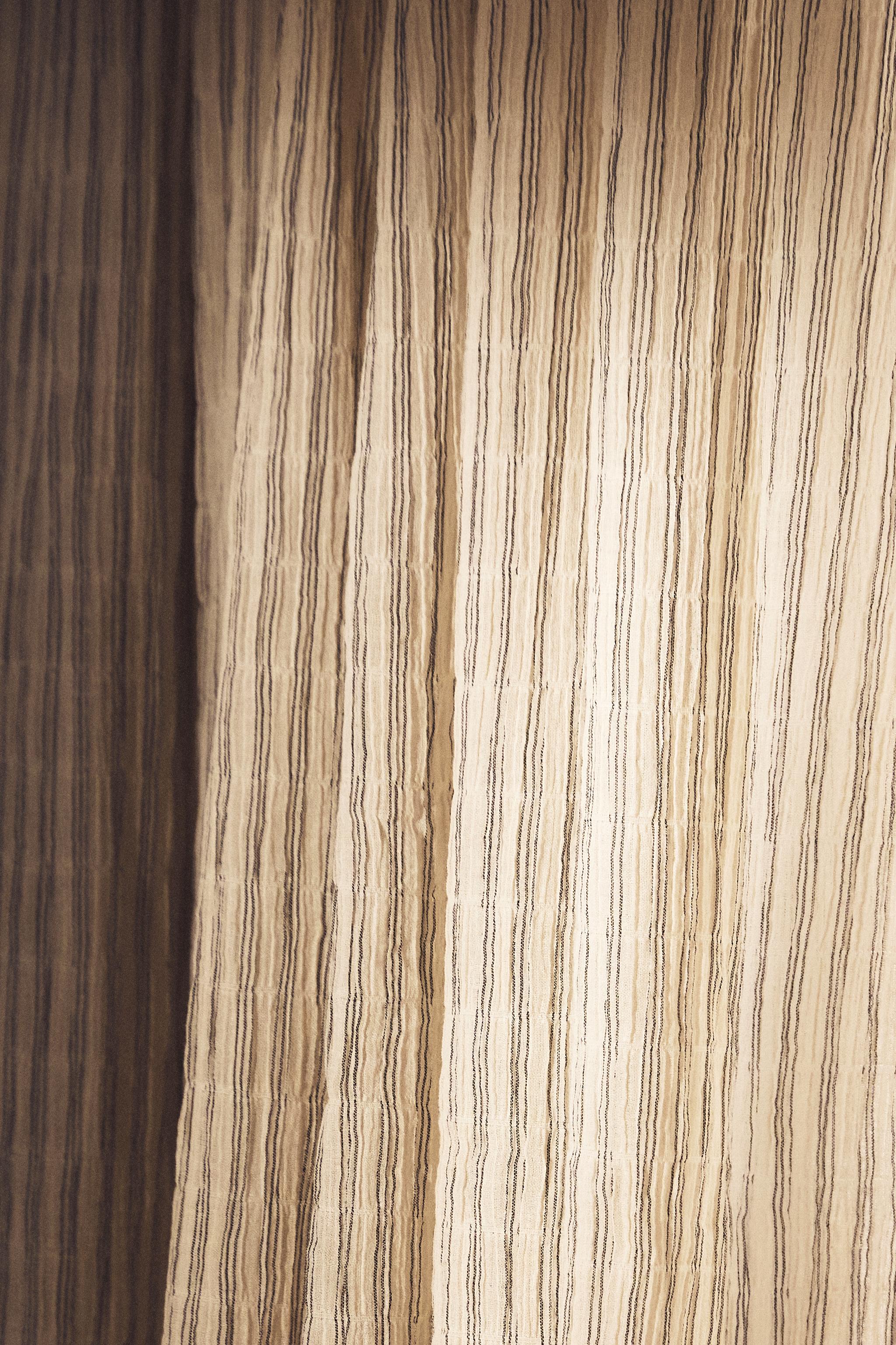 STRIPED CHIFFON CURTAIN — Light blue