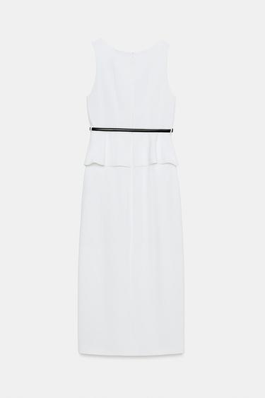 MIDI DRESS WITH BELT - Oyster-white by Zara - Image 7