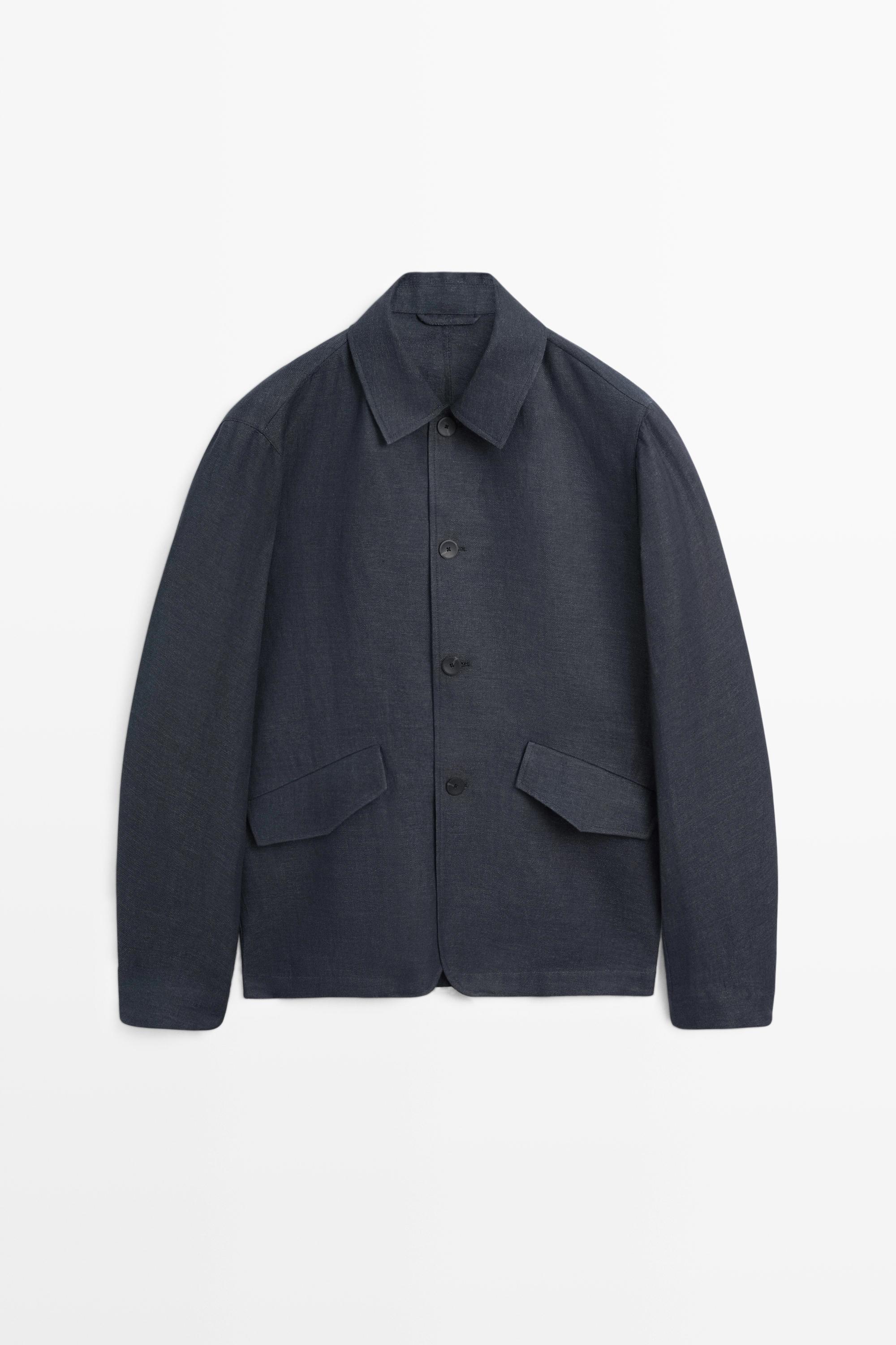 100% linen total look melange overshirt