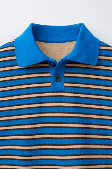 STRIPED TOWELLING EFFECT POLO SHIRT - Bluish by Zara
