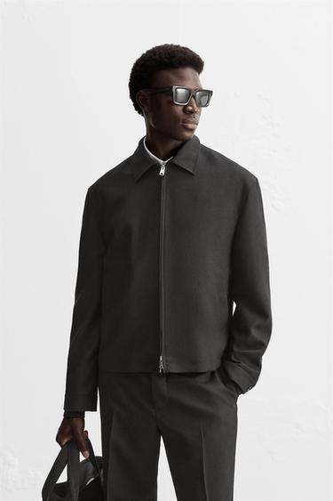 CAMISA LARGA 100% LÃ - Preto da Zara